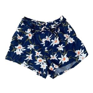 Women’s Flowy Navy Blue Floral Shorts with Tie, Size XS-Old Navy-Great Condition